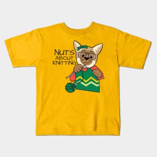 Nuts About Knitting Siamese Cat Kids T-Shirt